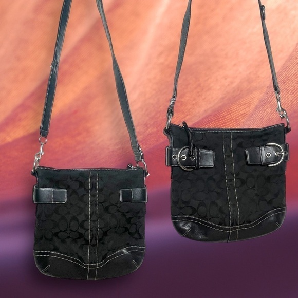 Authentic Coach Signature Black Jacquard Duffle Shoulder Bag - Picture 2 of 16